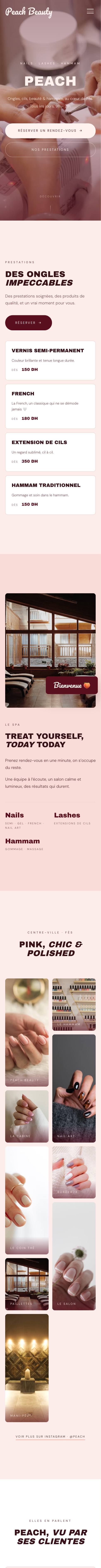 Site d'un salon d'ongles réalisé par Créneau